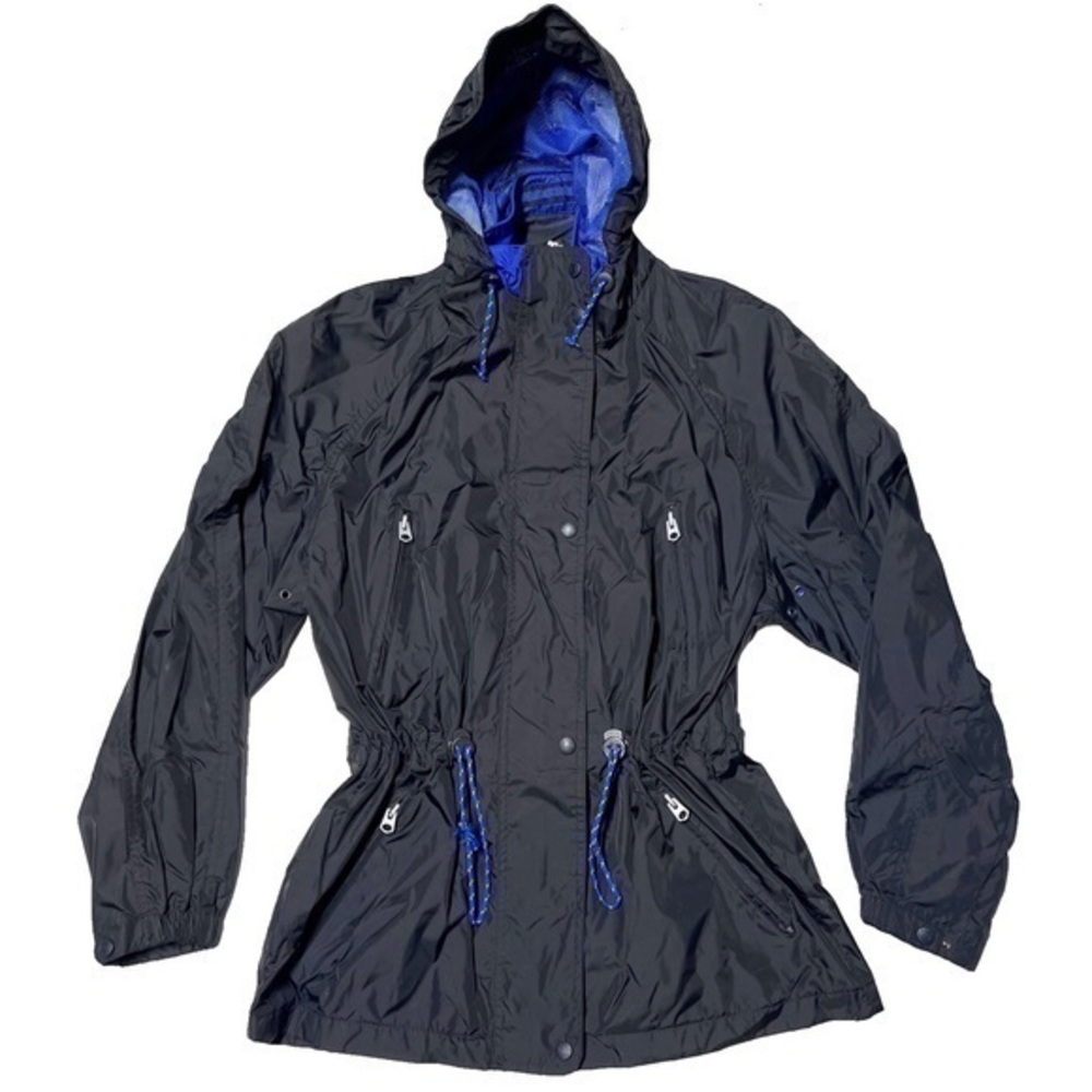 Eddie Bauer Black Windbreaker Jacket Zip Pockets Lightweight Outdoor Nylon Small